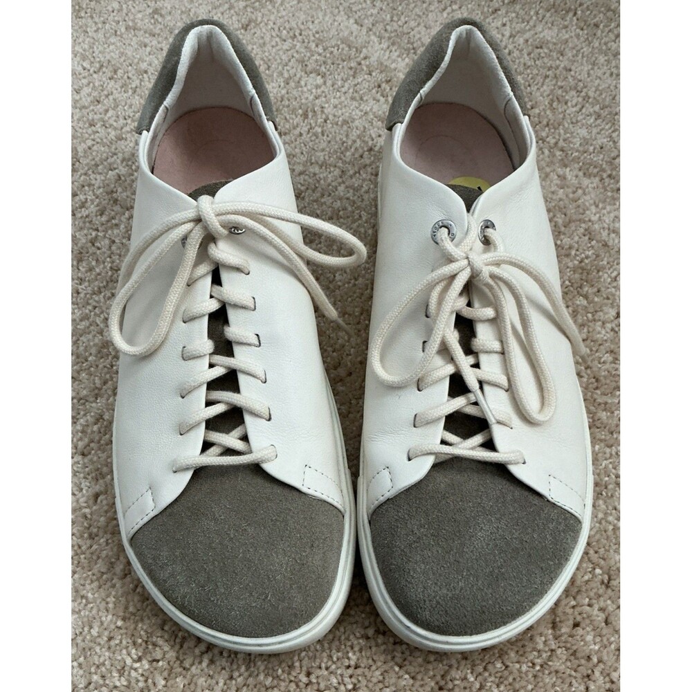 Birkenstock Bend Low Decon Pop Leather Nubuck Taupe/Eggshell Sneakers Sz 9 EUC